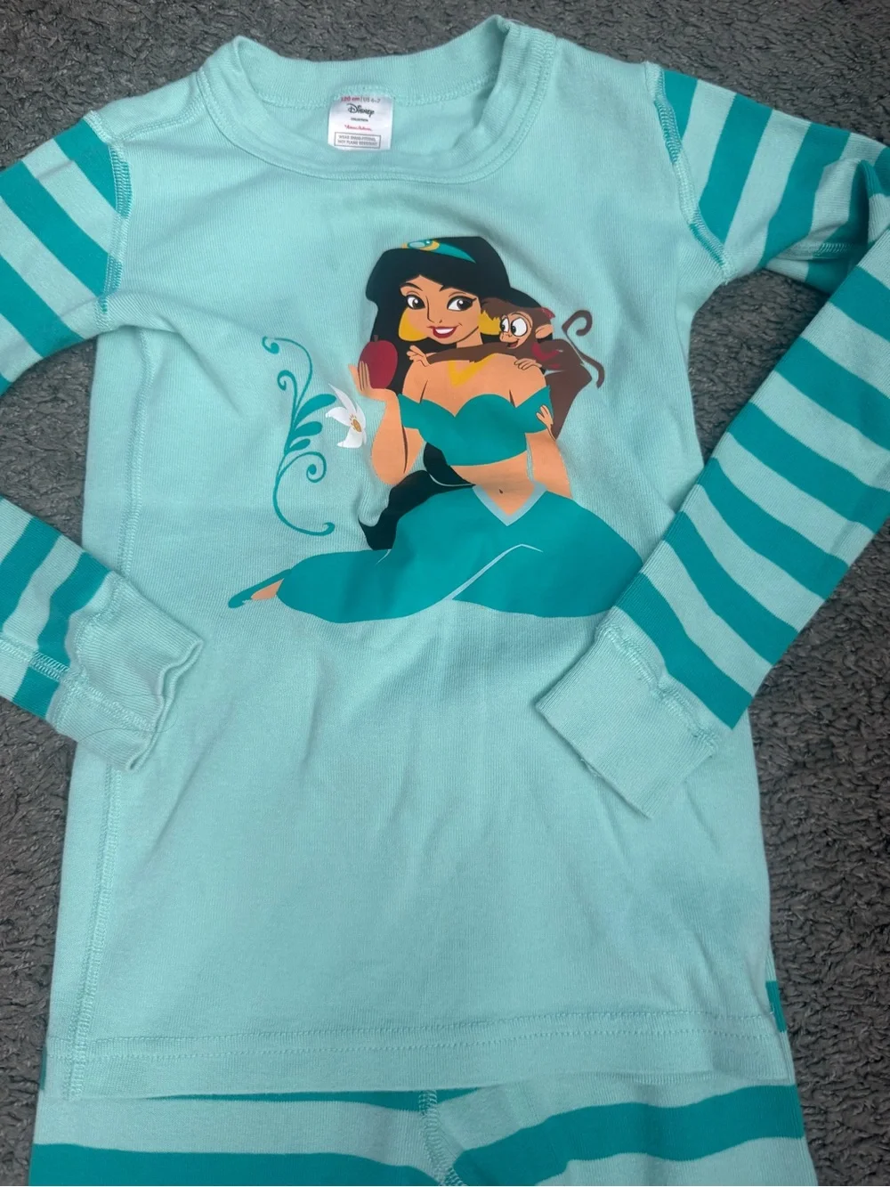 Hanna Andersson Disney’s Jasmine Striped Pajamas Sz 120cm